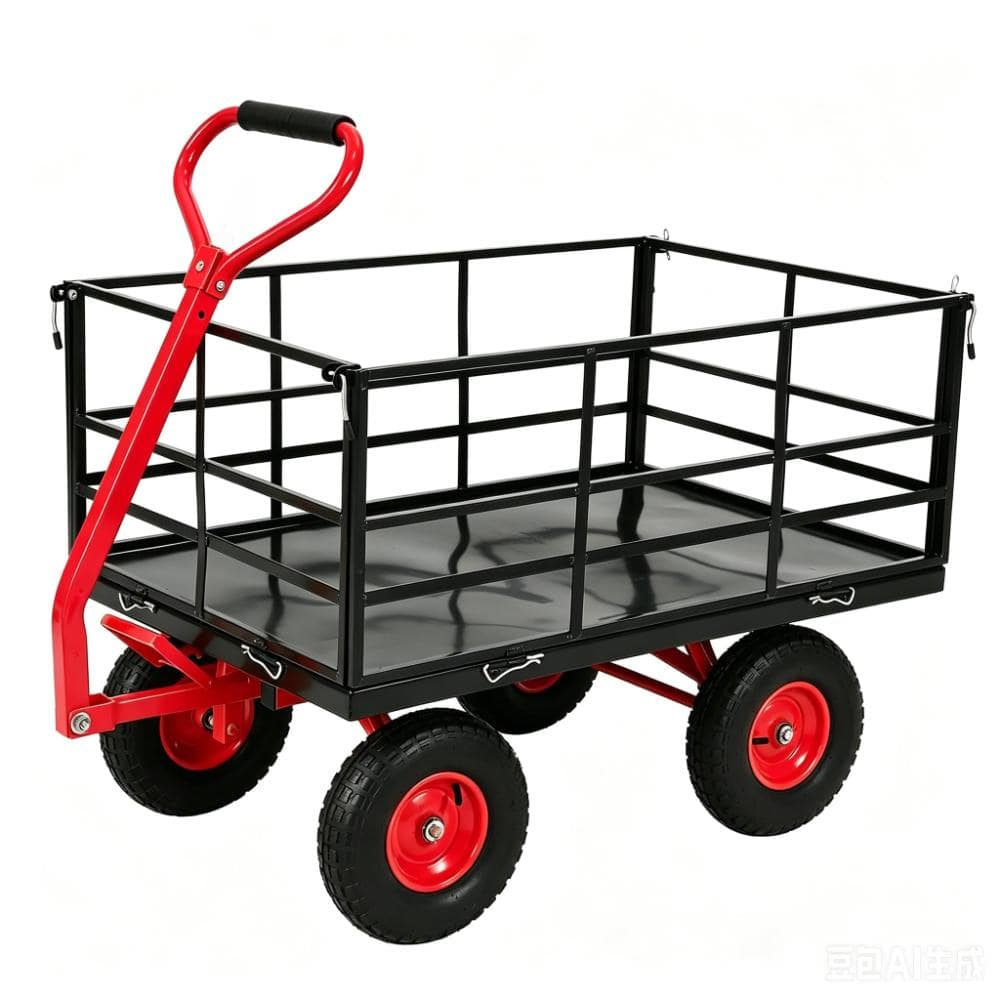 13 cu.ft Black 1500 lbs Heavy Duty Steel Garden Cart Utility Wagon with 13-Inch All-Terrain Wheels & Rotating Handle price history on PriceWatchPro