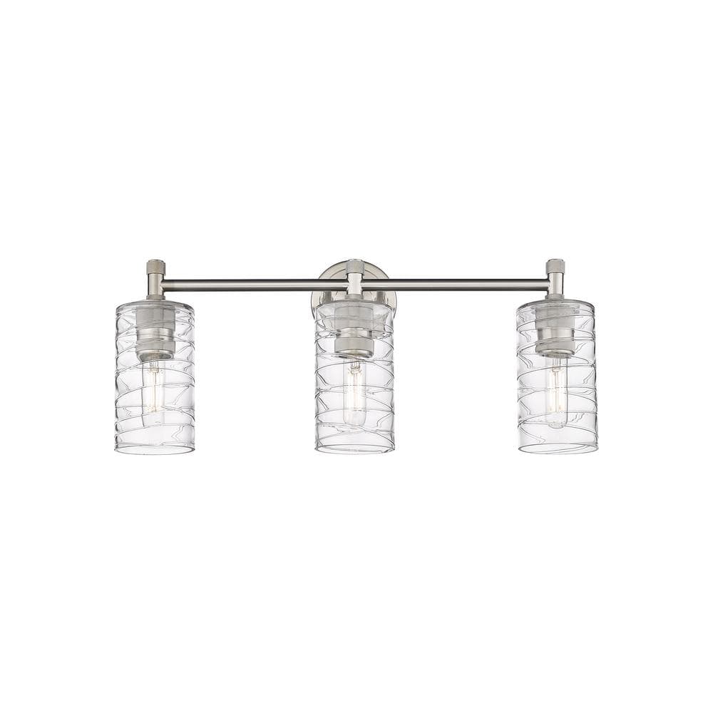 Crown Point 23.88 in. 3-Light Satin Nickel Vanity Light with Glass Shade price history on PriceWatchPro