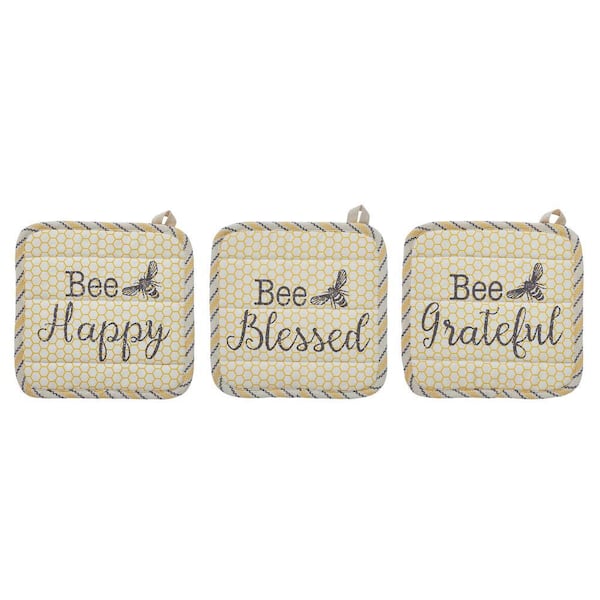 Buzzy Bees Cotton Yellow Pot Holder (3-Pack)