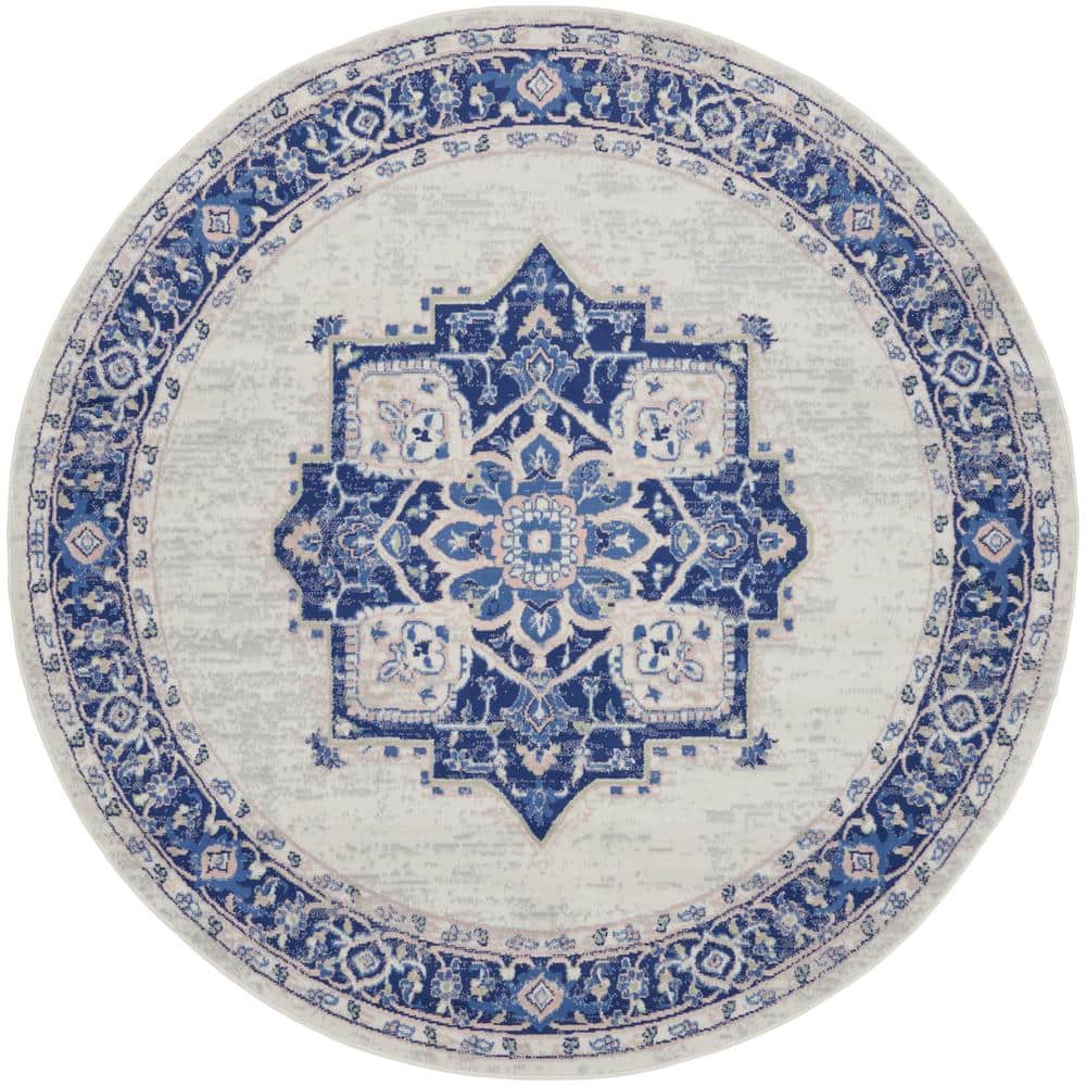 Whimsicle Pink Ivory 8 ft. x 8 ft. Center Medallion Traditional Round Area Rug price history on PriceWatchPro