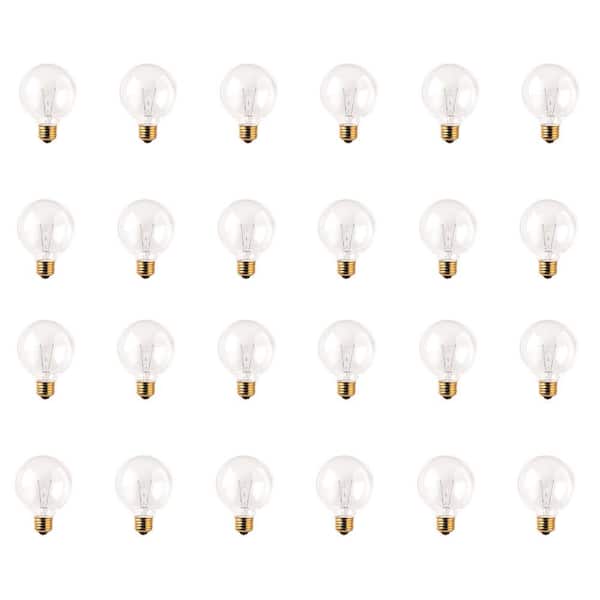 Bulbrite 25-Watt Warm White Light G25 (E26) Medium Screw Base Dimmable Clear Incandescent Light Bulb, 2700K (24-Pack)