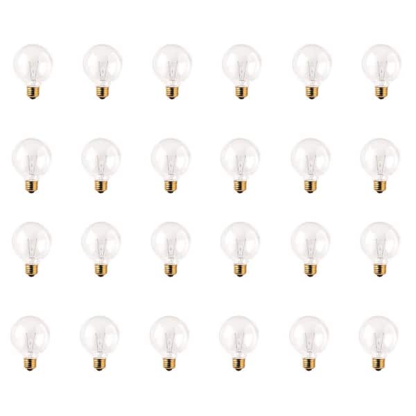 Bulbrite 25-Watt Warm White Light G25 (E26) Medium Screw Base Dimmable Clear Incandescent Light Bulb, 2700K (24-Pack)
