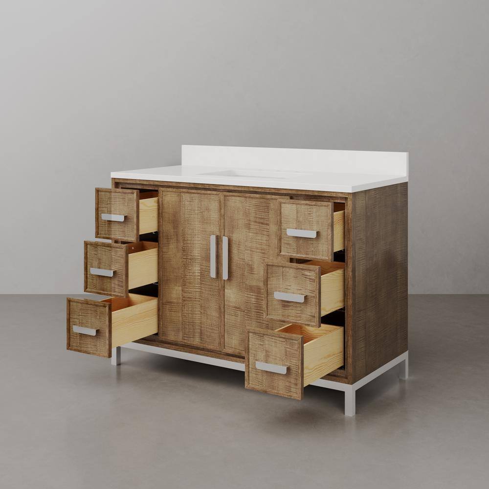 Westin 48" Lustrous Walnut Freestanding Single Bathroom Vanity with Quartz Top