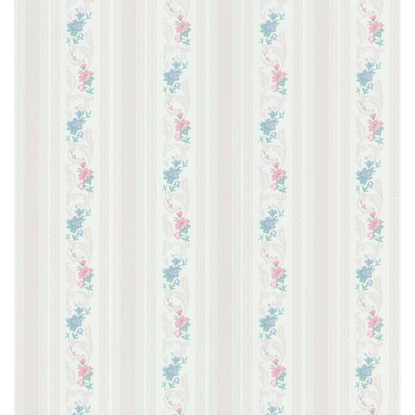 Brewster 56 sq. ft. Pomander Floral Stripe Wallpaper