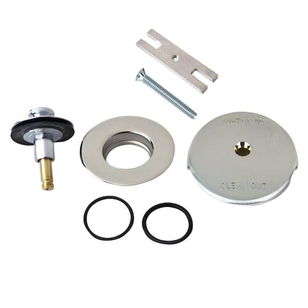Watco QuickTrim Lift and Turn Bathtub Stopper and One Hole Overflow with Two "O" Rings Trim Kit in Chrome Plated