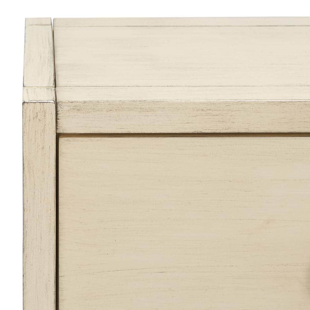Antique White Wood and Metal Console Table with Storage
