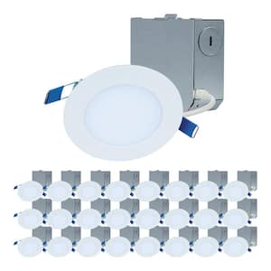 HLBE 4 in. Ultra-Slim Downlight 3000K Fixed CCT New Construction/Remodel Integrated LED Recessed Light Kit 24PK