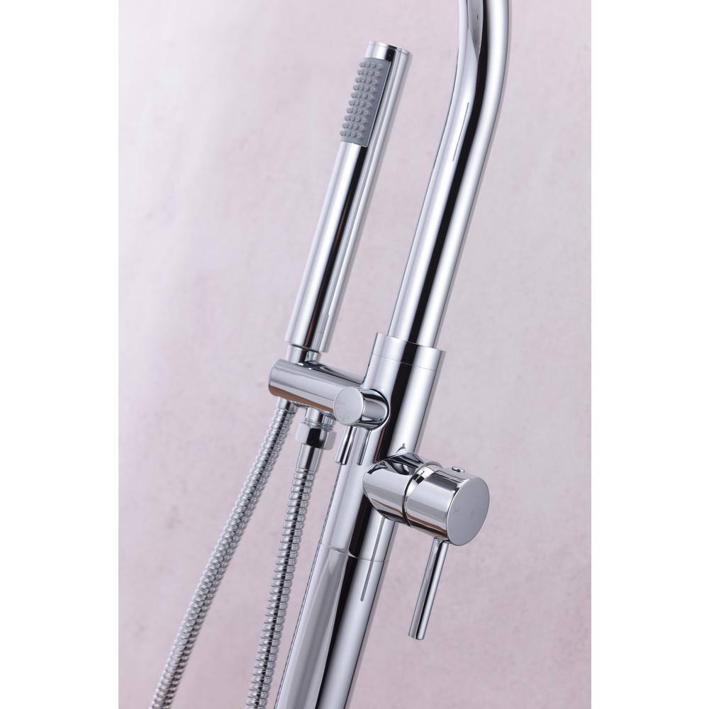 Polished Chrome Freestanding Clawfoot Tub Faucet with Hand Shower