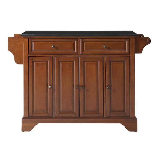 CROSLEY FURNITURE Lafayette Cherry Kitchen Cart with Granite Top