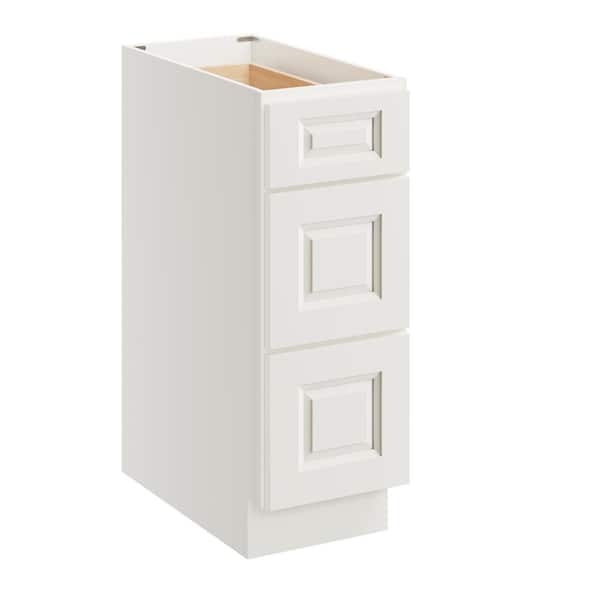 CASAINC 12 in. W x 24 in. D x 34.5 in. H Plywood Ready to Assemble Floor Base Kitchen Cabinet in Glacier White with 3 Drawers