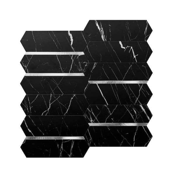 Peel and Stick Mosaic Backsplash Tile 10 in. x 10 in. Vinyl Wall Tile in Black Color (10-Pack, Cover 7.85 sq.ft.)
