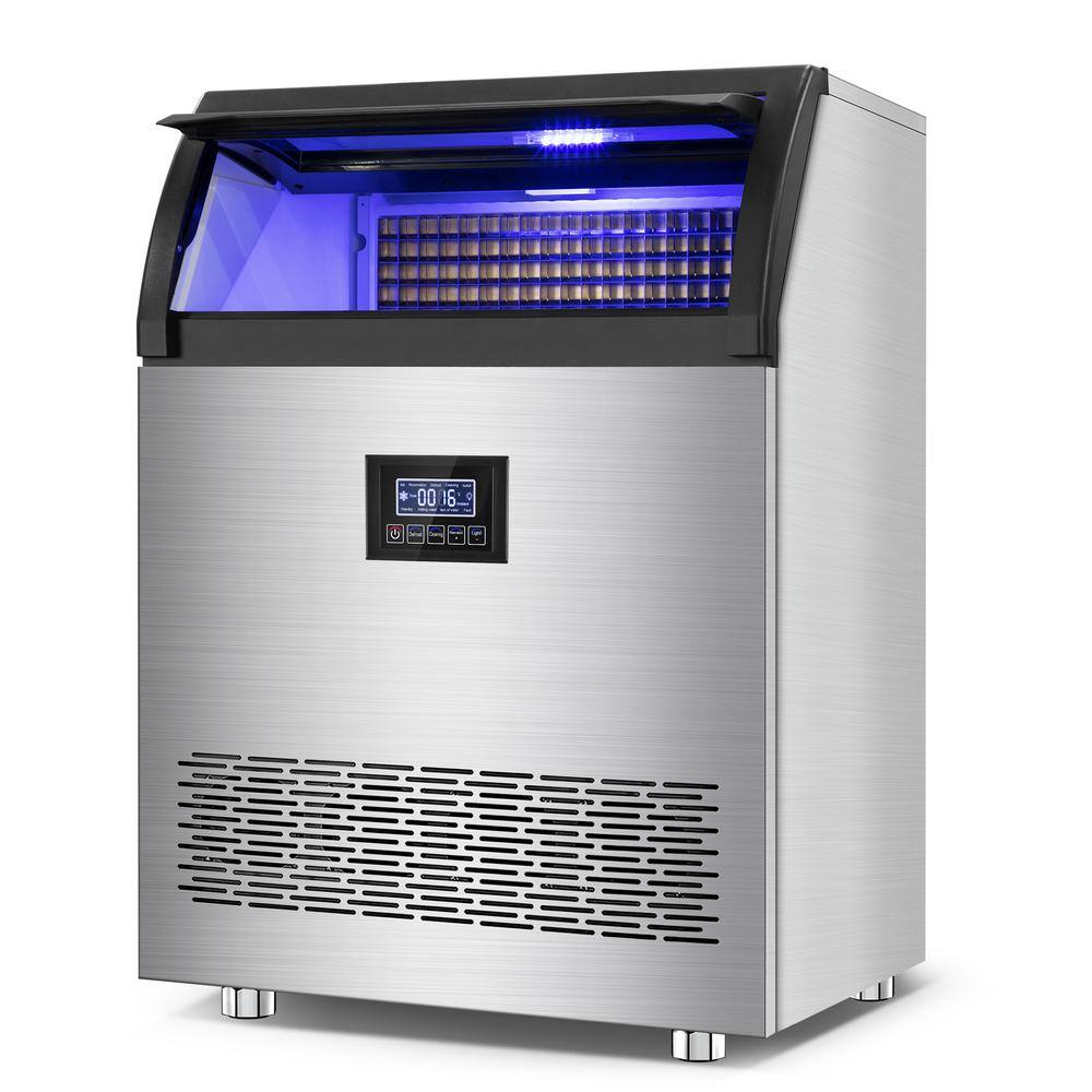 Ropup 24.4 in. Commercial Ice Maker 360 lb./24 H Stainless Steel Freestanding Ice Maker Machine with Full Cube Production