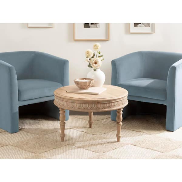 Patresa 28 in. Natural Round Solid Wood Coffee Table