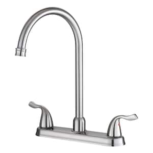 8 in.Widespread Double Handle High Arc Centerset Standard Kitchen Faucet in Brushed Nickel
