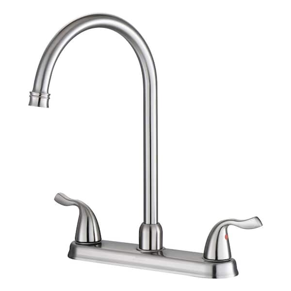 LORDEAR 8 In Widespread Double Handle High Arc Centerset Standard   Brushed Nickel Lordear Standard Kitchen Faucets Lgk35gnj 64 600 