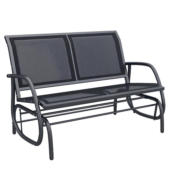 2 Person Rocker ESILOO 2-Person Outdoor Glider Rocking Chair, Patio Bench Swing w ...