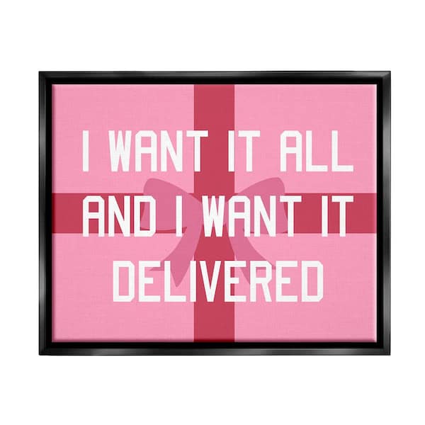 Stupell Industries Funny Want Gifts Delivered by Lil' Rue 1 Piece Floater Frame Graphic Print Typography Poster Art Print 21 in. x 17 in.