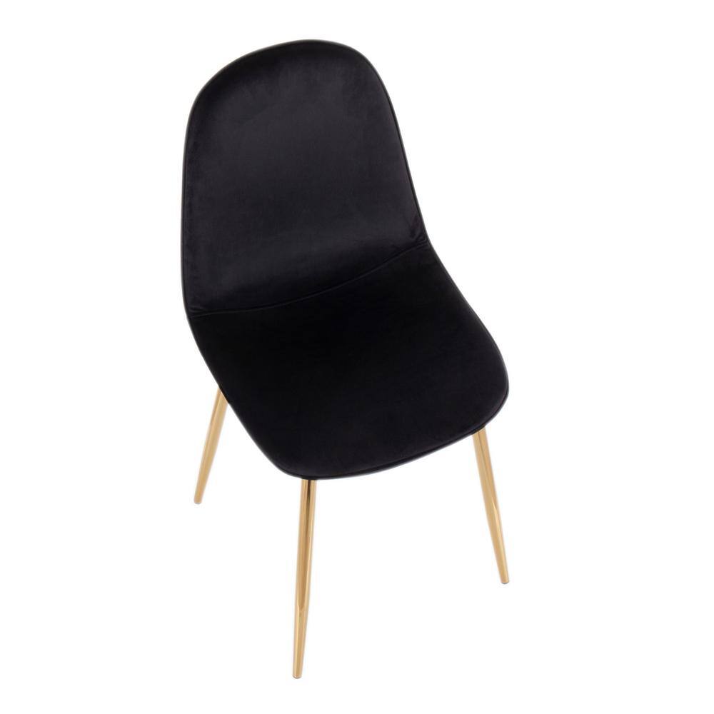 Set of 2 Black Velvet and Gold Metal Dining Chairs
