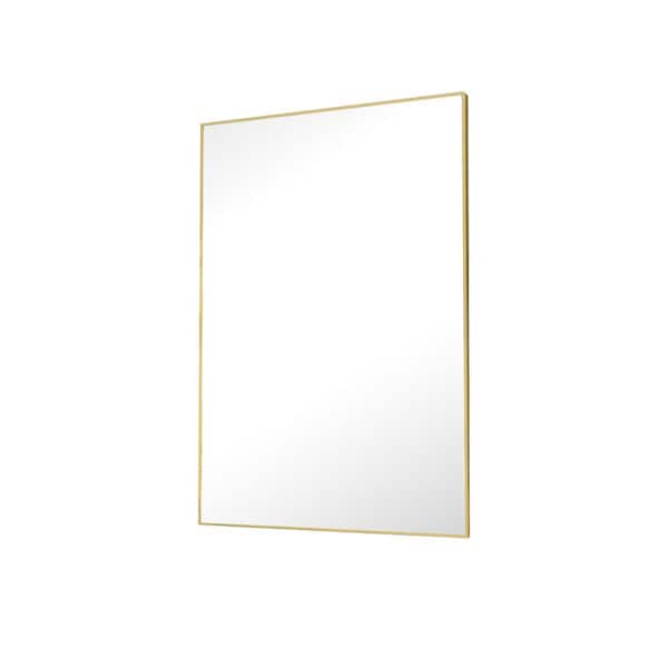 HOMLUX 26 in. W x 38 in. H Rectangle Framed Wall Bathroom Vanity Mirror in Gold Decorative Modern Rust-Resistant