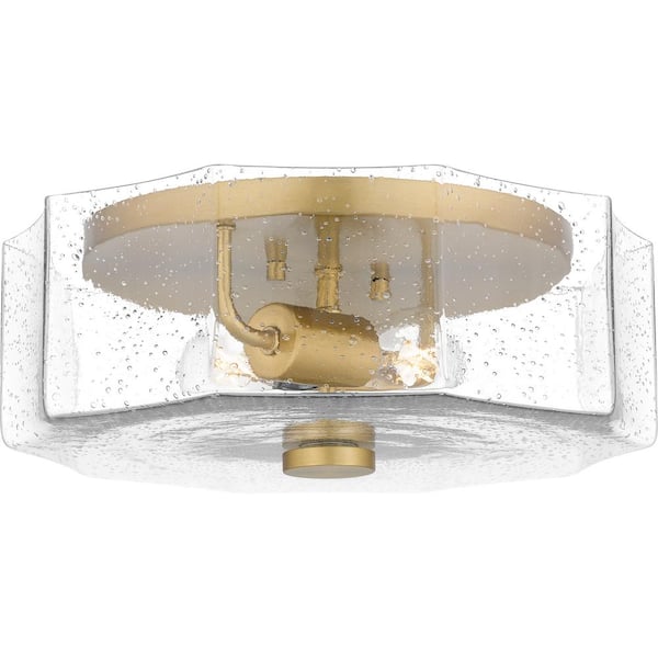 Quoizel Kaplan 14 in. 2 Light Aged Brass Flush Mount