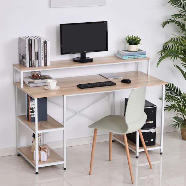 desk with shelves on one side