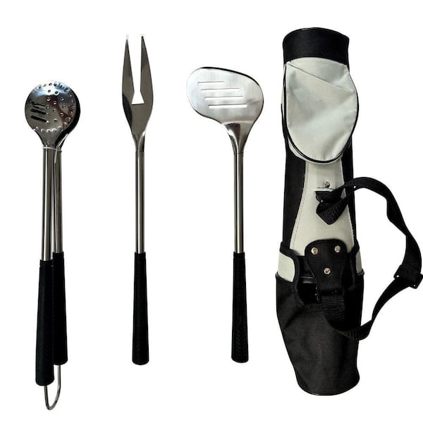 Stainless Steel Golf Club Grill Tool Set, Includes Tool Golf Bag, Spatula, BBQ Fork, and Tongs