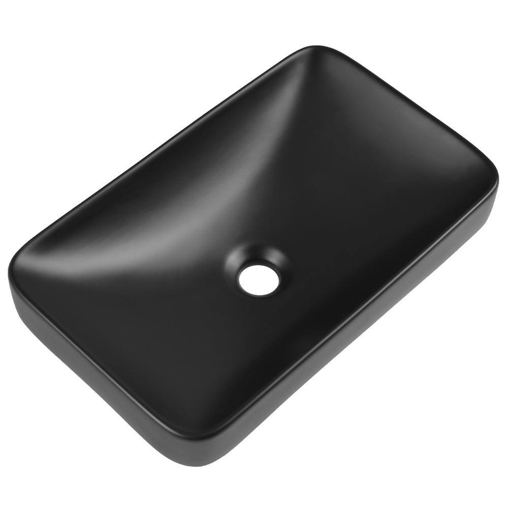 Ally Black Ceramic Above-Counter Rectangular Vessel Sink