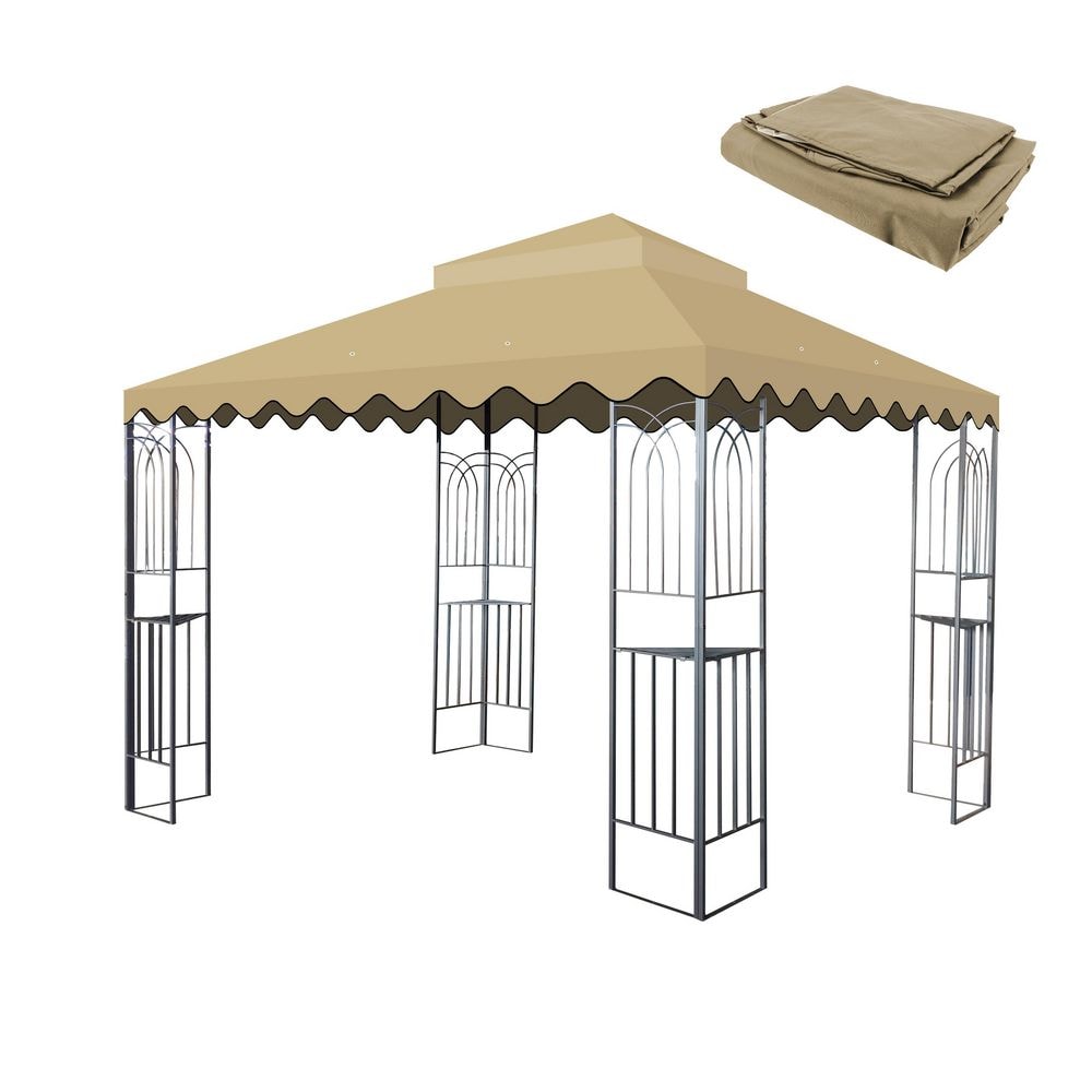 Khaki 10 x 10 ft. Outdoor Patio Gazebo Replacement Canopy, Water-repellent 