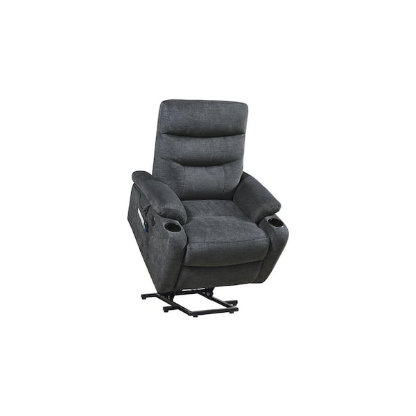 Unbranded Dark Gray Fabric Electric Power Lift Recliner Chair with Massage and Heat