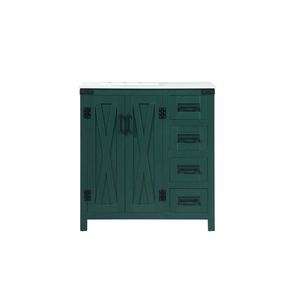 Timeless Home 19 in. W x 32 in. D x 34 in. H Bath Vanity in Green with Ivor