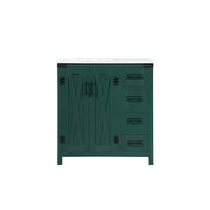 Timeless Home 19 in. W x 32 in. D x 34 in. H Bath Vanity in Green with Ivory White Engineered Stone Top