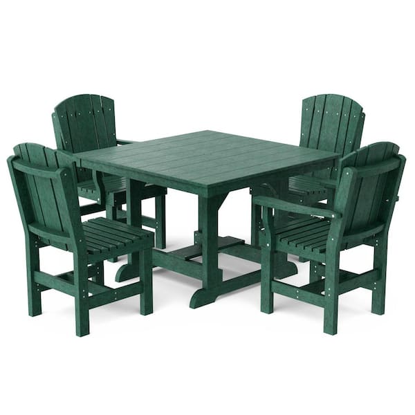 Wildridge Heritage Turf Green 5-Piece Plastic Outdoor Patio Dining Set