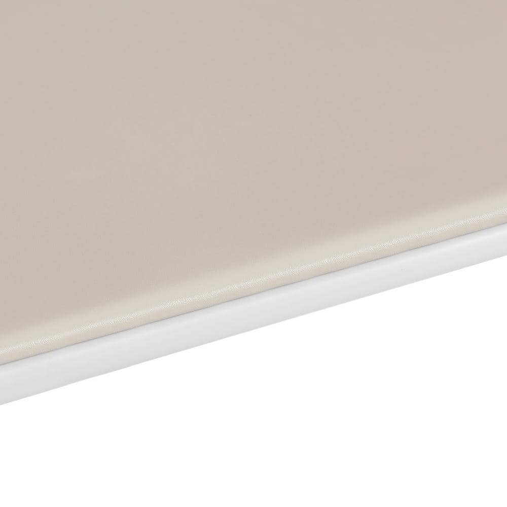 Beige Metal Square Folding Card Table with Collapsible Legs