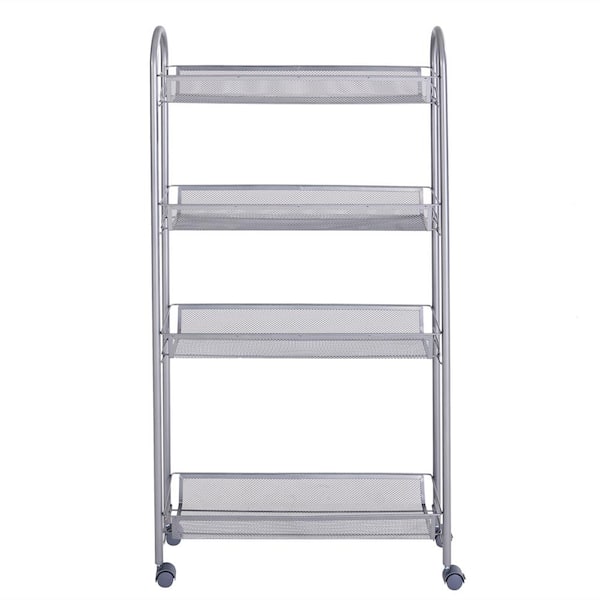 Karl home Storage Steel Removable 4-Wheeled Cart in Silver