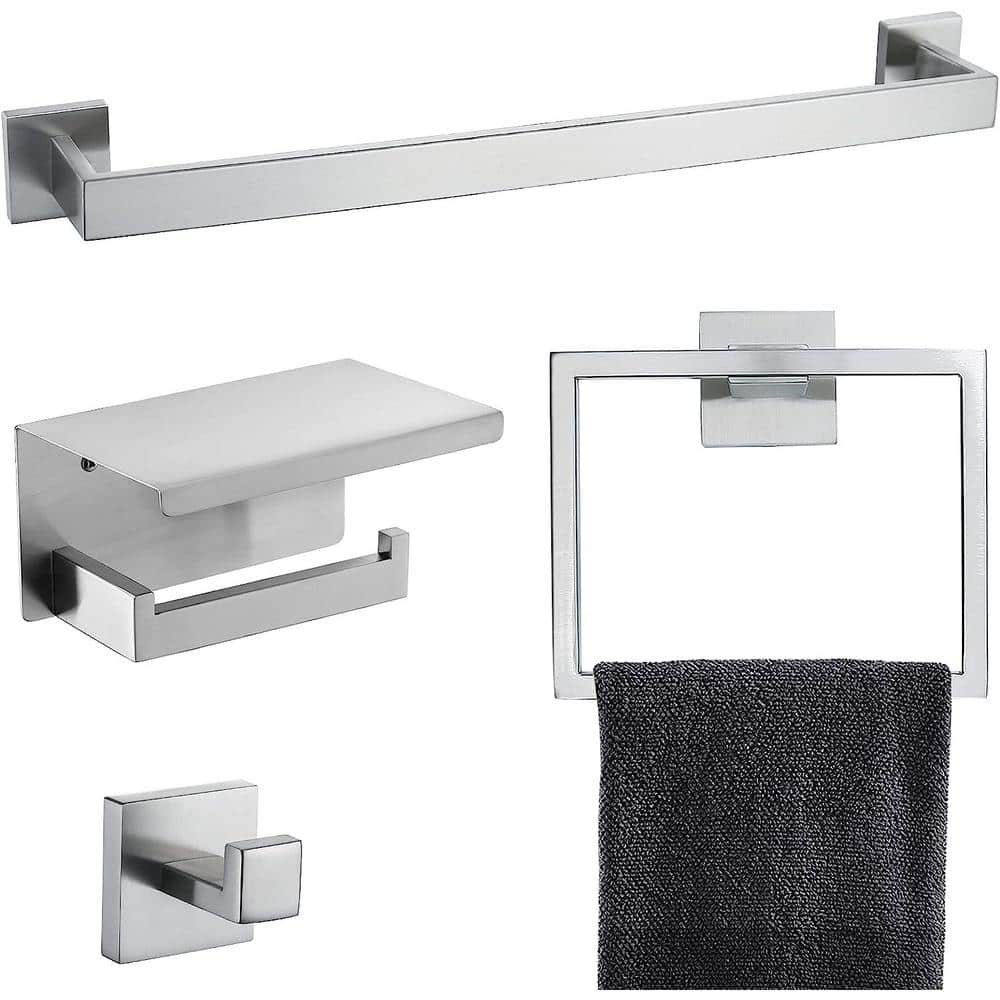 Brushed Nickel 23.6 Inch Stainless Steel Wall Mounted Towel Bar Set