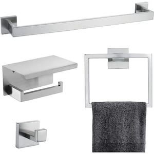 23.6 in. Wall Mounted, Towel Bar in Brushed Nickel, 4-Piece