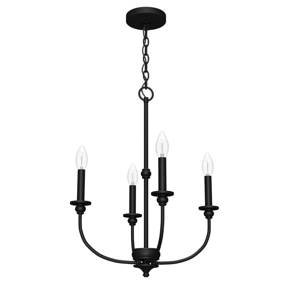 Black Mini Chandelier with Candle Bulbs, 18-inch