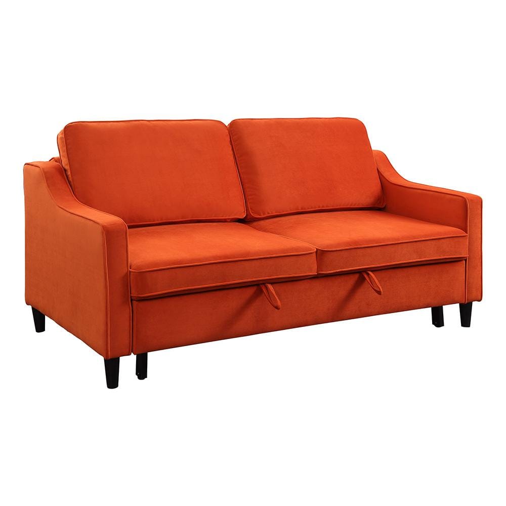 Pumpkin Velvet 71.5" Contemporary Sleeper Sofa with Removable Cushions