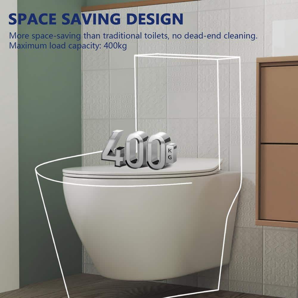 White Ceramic Elongated Wall Mounted Dual Flush Toilet