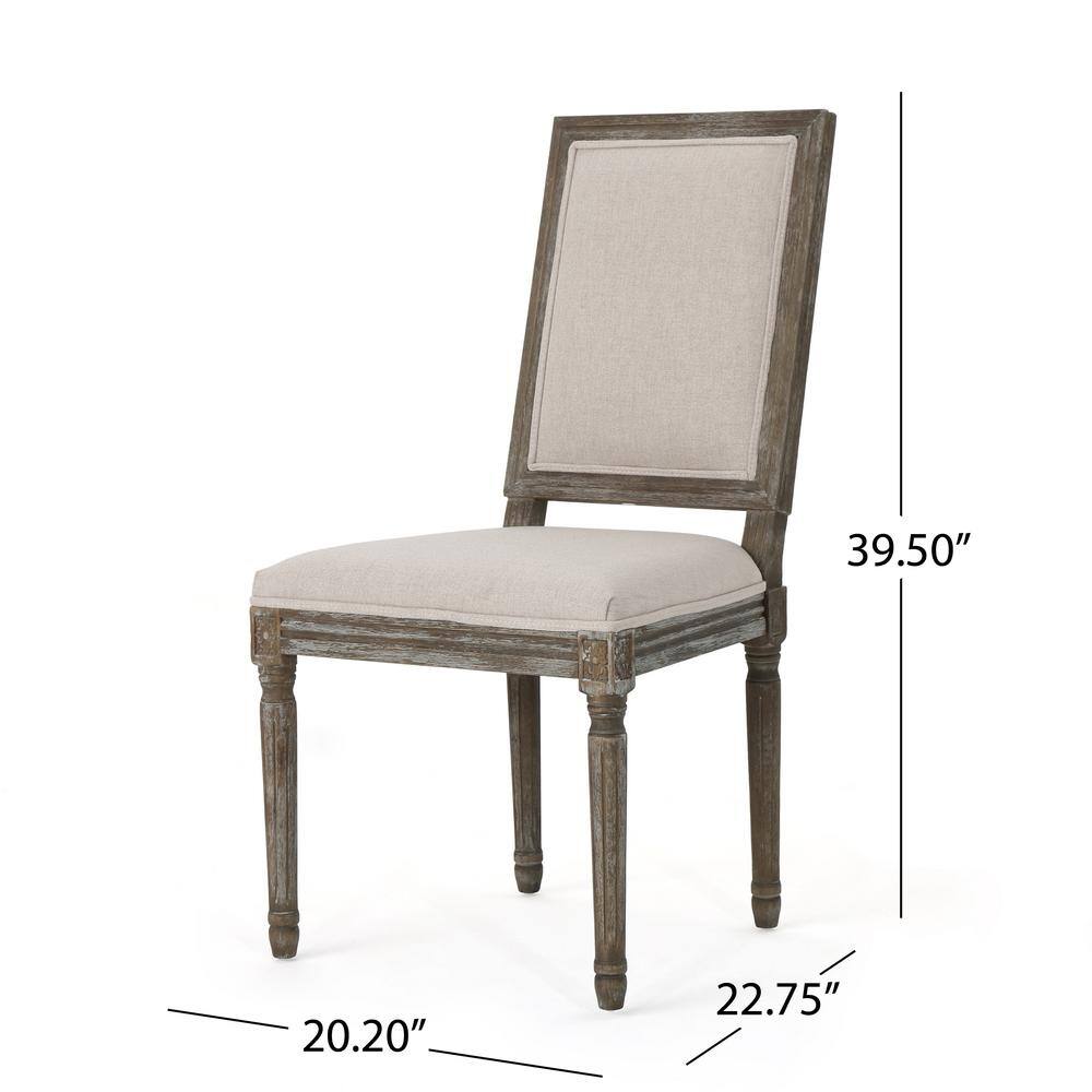 Ledger Distressed Wheat Upholstered Wood Side Chairs, Set of 2