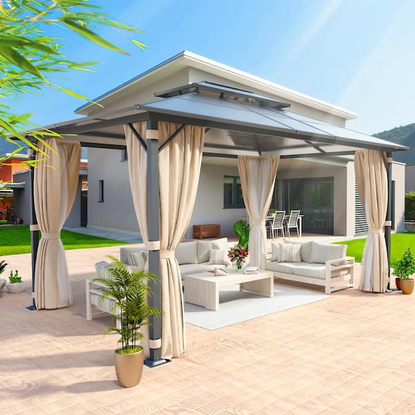 Sizzim 10 ft. x 13 ft. Outdoor Polycarbonate Double Roof UV Block Sun