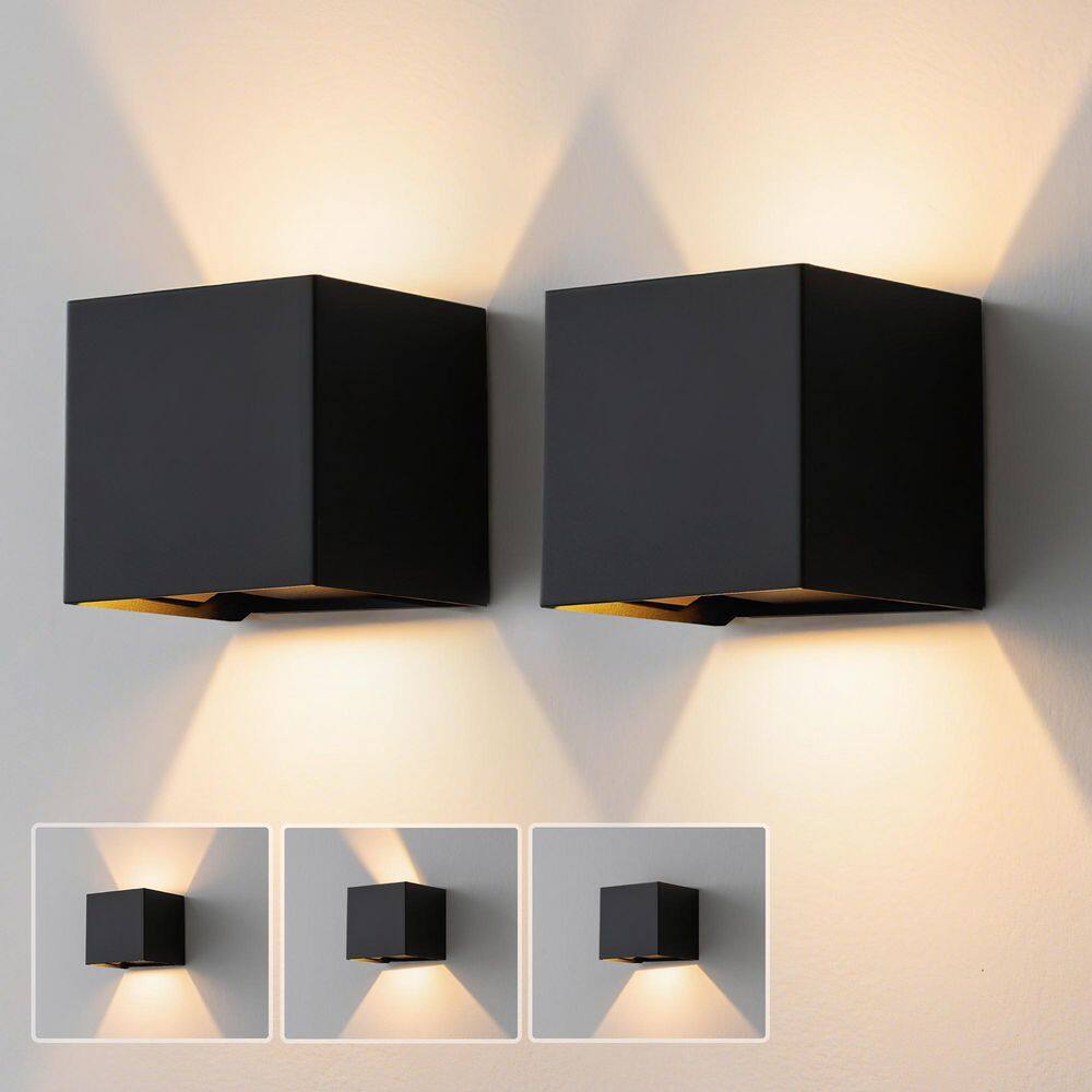 Matte Black Aluminum Up And Down Square LED Outdoor Wall Sconce with Adjustable Light Beam，IP65 Waterproof (2-Pack) price history on PriceWatchPro