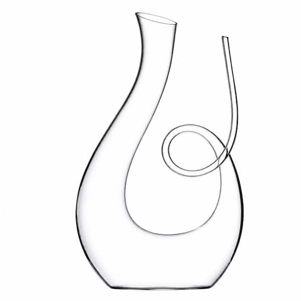 40 oz. Swan Crystal Glass Wine Decanter with Handle, Spout and Dual-Open Design