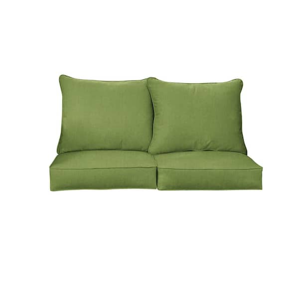 SORRA HOME 27 in. x 23 in. Sunbrella Spectrum Cilantro Deep Seating Indoor/Outdoor Loveseat Cushion