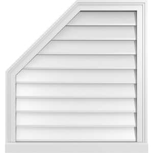 28 in. x 30 in. Octagonal Surface Mount PVC Gable Vent: Decorative with Brickmould Sill Frame