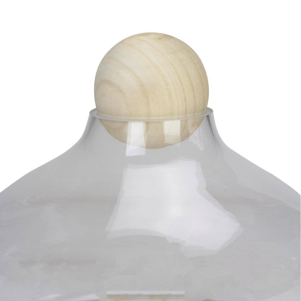 Clear Glass Hurricane with Wooden Lid and Base, 12.5"