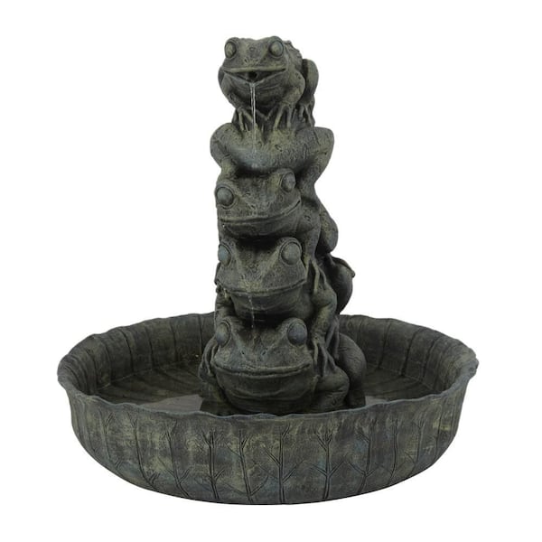 Litton Lane Green Resin Rustic Indoor and Outdoor Fountain