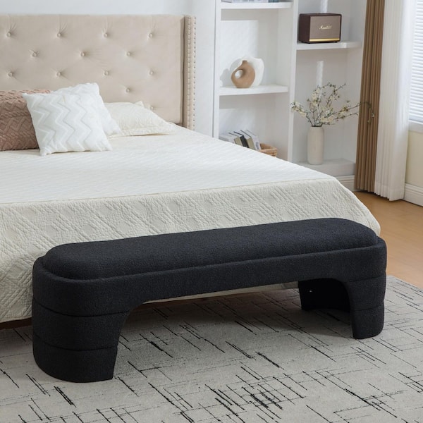 Seafuloy 65 in. Black Boucle Armless Bench Heavy Duty Sled Leg for