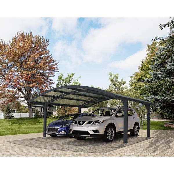 Arizona Wave 19 ft. x 16 ft. Gray Double Arch Shape Metal Carport with Corrugated Roof Panels