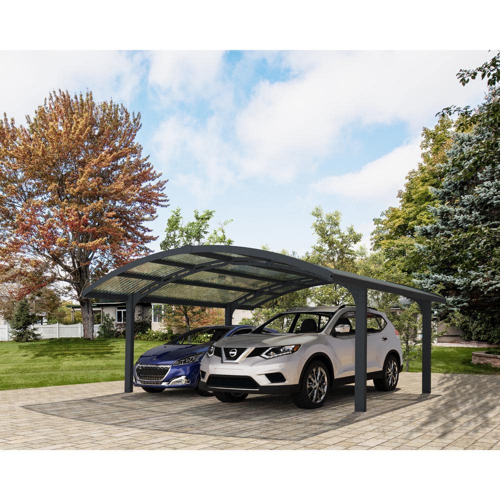 Arizona Wave Gray Double Arch Carport with Corrugated Roof Panels